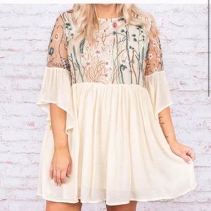 Chic Soul Embroidered Ivory Dress